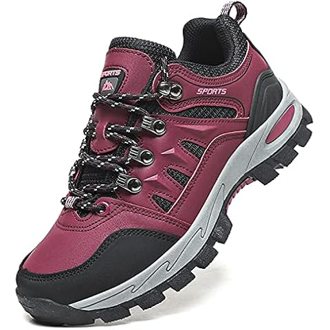 Topwolve Hiking Boots Mens Womens Waterproof Walking Shoes Outdoor Lightweight Low Rise Trekking Climbing Shoes Lace-Up Anti-Slip Backpacking Camping Biking Sports Shoes,Rose Red,5.5 UK Cover