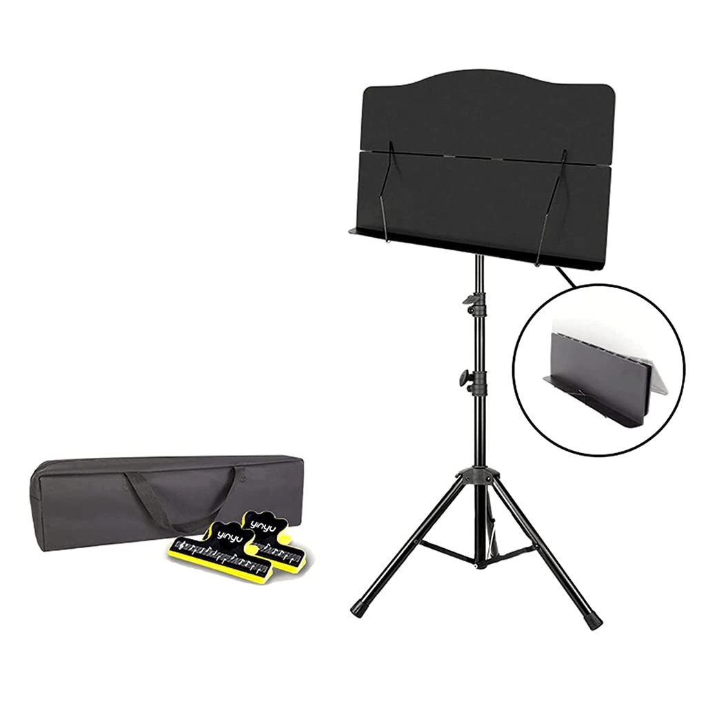 Tragbarer Notenständer, Faltbarer Notenhalter, Schwarze Notenständer, höhenverstellbar 78–150 cm, mit Tragetasche