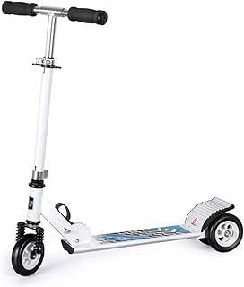 Paelf Shock Absorbing Rubber 3 Wheels Children's Scooter Big Boy Two-Wheeled Scooter Two-Wheeled Folding Collapsible Middle Child Scooter Foldable Can Be Raised and Lowered Outdoor Scooter