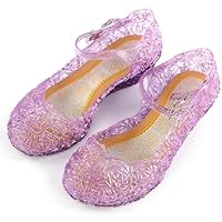 M MUNCASO Elsa Princess Shoes, Jelly Shoe Dress Up Shoe for Girls, Girls Party Shoes for Christmas,Weddings,Halloween,Cosplay Purple