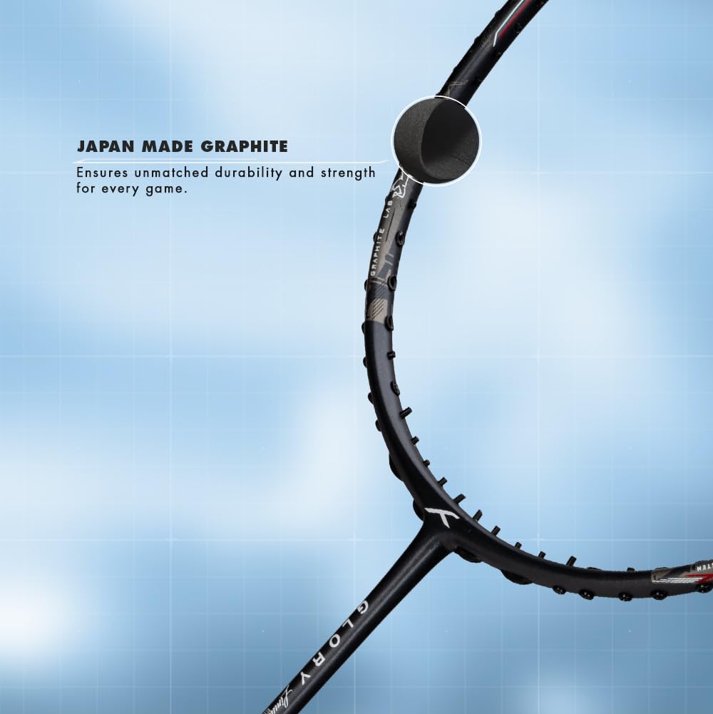 HUNDRED Glory Limited Edition Strung Badminton Racket | Unisex | Material: Carbon Fibre | with Full Racket Cover