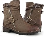 Hawkwell Women's Combat Boots Side Zipper Buckle Fashion Ankle Booties