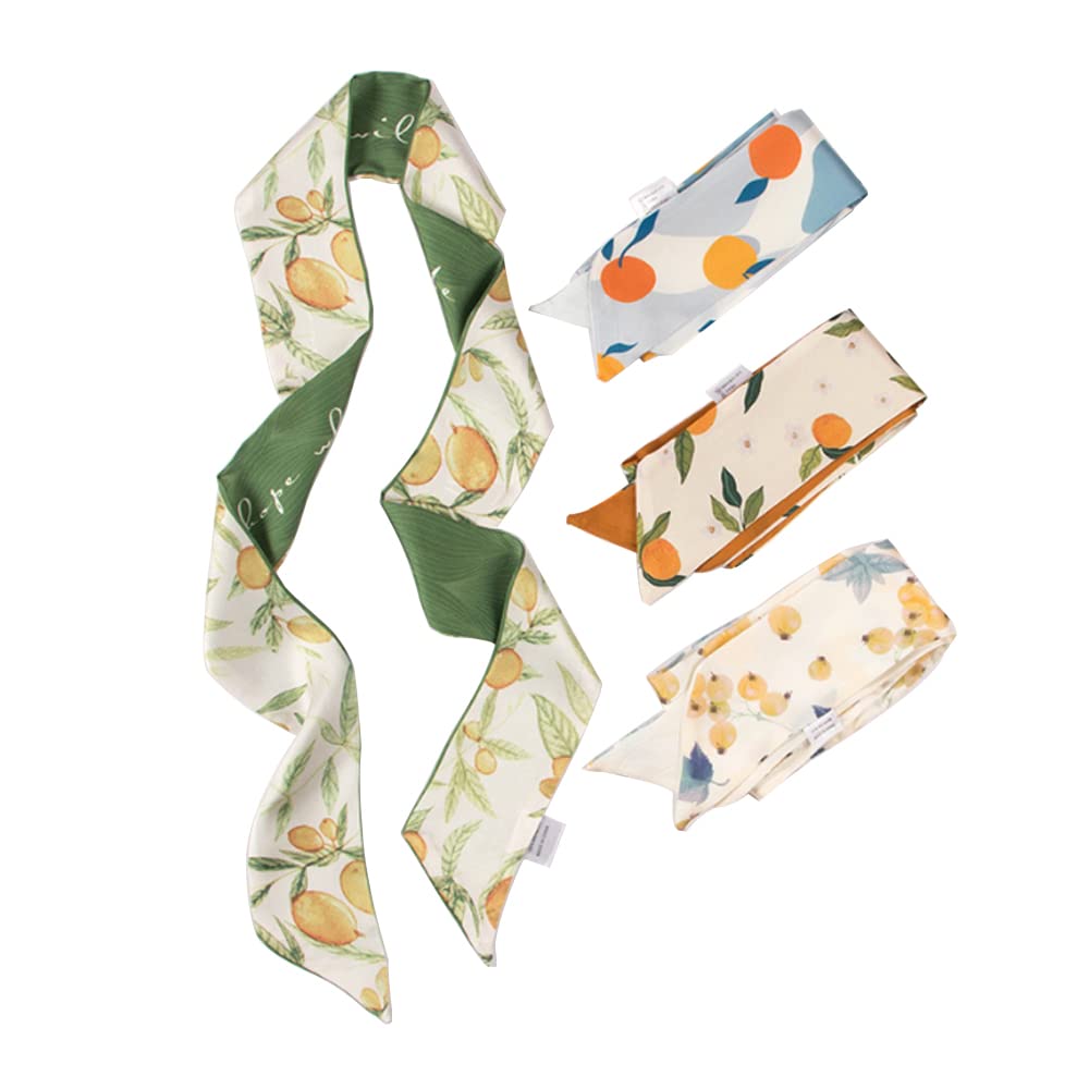 YUEHUA4 Pack Fashion Narrow Neckerchief Bag Handbag Handle Ribbon Scarf for Women Head Hair Wrist Package Decoration,2.36" x 49" / 6cm x 125cm