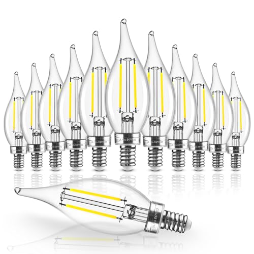Hizashi Candelabra LED Light Bulbs 40 watt Equivalent, E12 LED Bulb Dimmable 5000K Daylight White, 90+ CRI 4W 450LM, Chandelier Light Bulbs, CA10 Cand