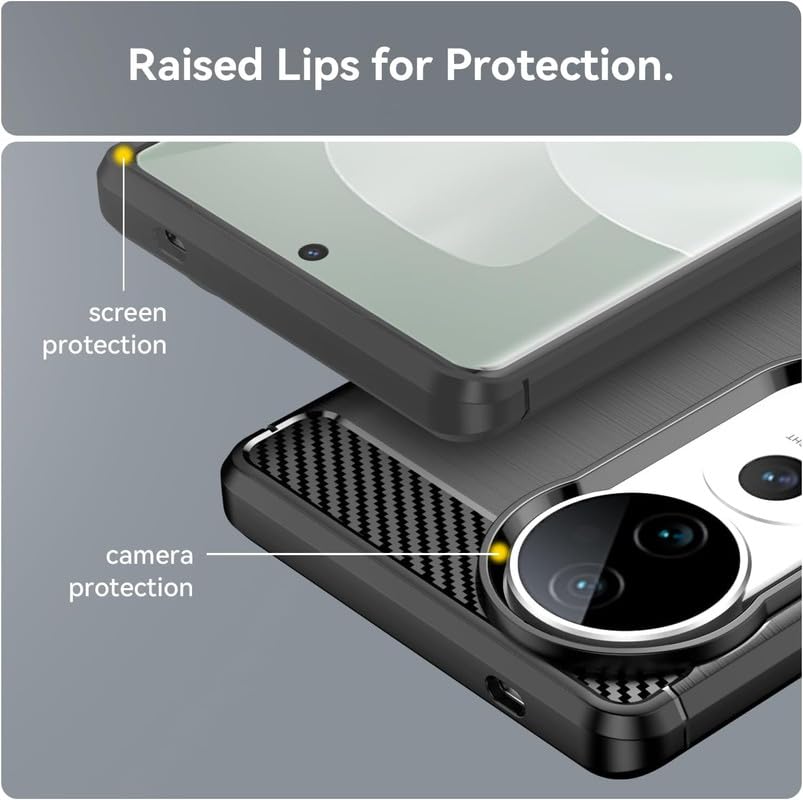 Image of NPRC Hybrid Ultra Slim Protective Case TPU Non-Slip Carbon Fiber Texture Shockproof Case Cover for Vivo V40 Pro - Black