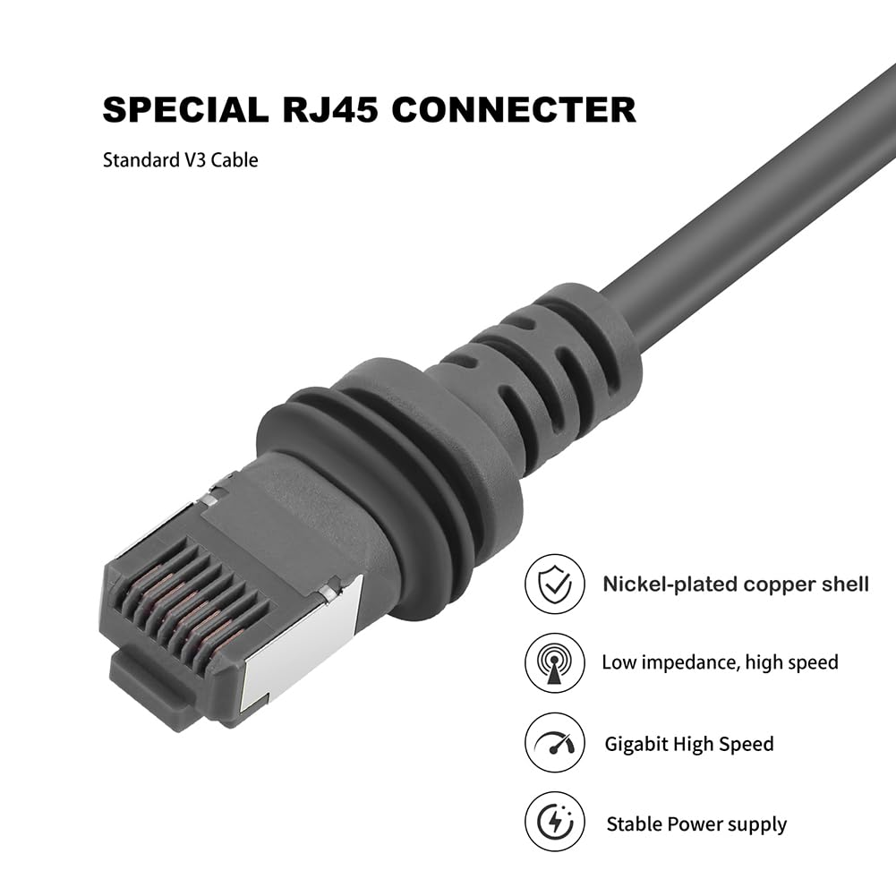 Generic Per Starlink Gen 3 Cavo di Ricambio Cavo Standard V3 Impermeabile Cavo Ethernet Cavo Ethernet 2000Mbps Cavo Ethernet 30-150Ft W/Connettore RJ45 Plug and Play per Starlink V3 Rettangolare