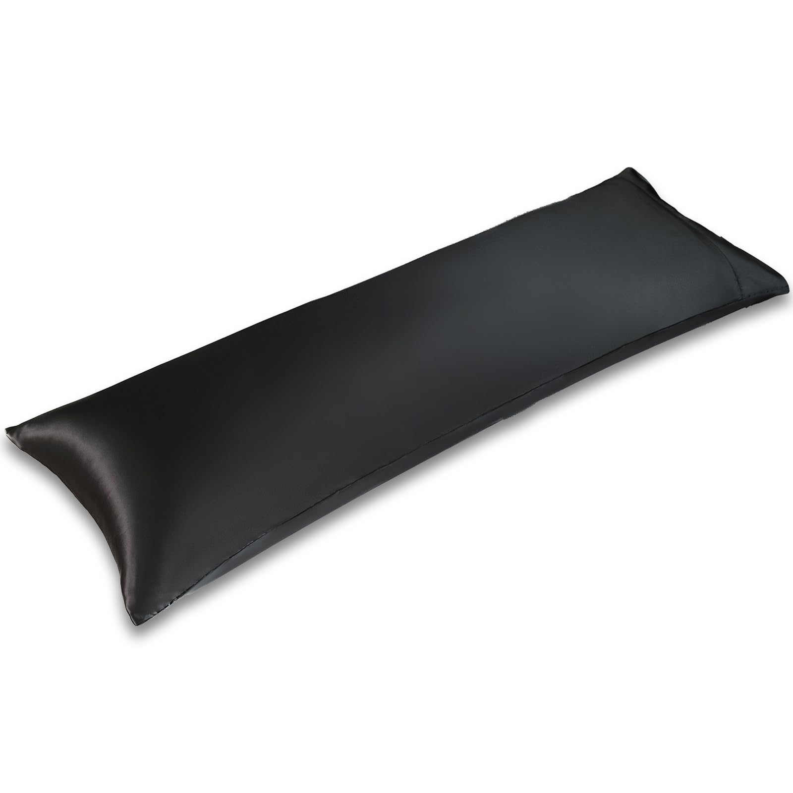 LIFCOM Satin Pillowcase for Hair and Skin Body Black 20x54 Inches Set of 1 Similar to Silk Silky