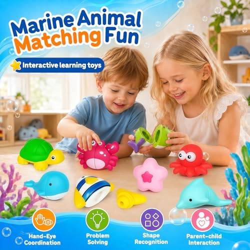 Image of Montessori Little People Farm Ocean Animals for Toddlers 18+Months,Early Preschool Learning Animals Figurines Matching Games,Fine Motor Skills Sensory for Boys Girls Ages 1-3