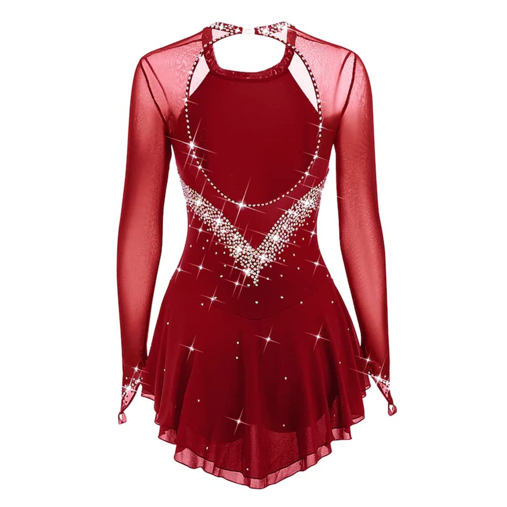 Jupe de patinage noire foncée pour femme - Costume de patinage artistique simple et généreux