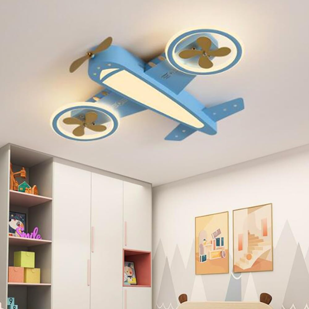 Plafoniera LED Lampada Da Soffitto Aereo Creativa Lampada Bambini Dimmerabile Con Telecomando Metallo Stanza Delle Bambino Ragazzi Ragazze Lampadario Da Camera Da Letto Soggiorno Sala Da Pranzo, Blu