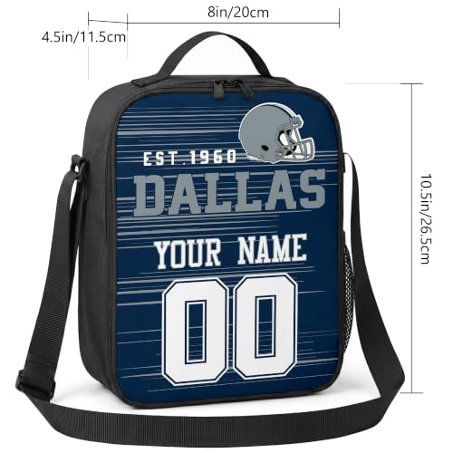 Image of Dallas Lunch Bag Custom Name and Number Personalized Gifts | Custom Personalized Lunch Box for Men Women