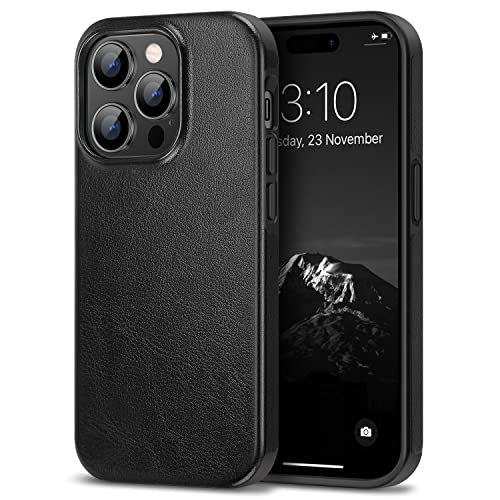TENDLIN Custodia In Legno Naturale E Silicone Per IPhone 14 Pro: Antishock, Sottile, Con Ricarica Wireless - Palissandro Nero - 4