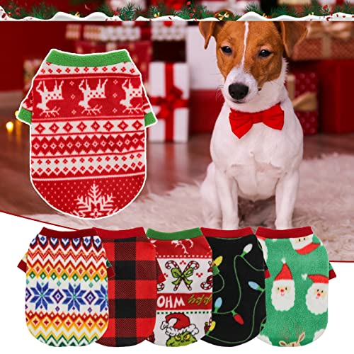 Leasote Christmas Dog Sweater - Cute Santa Claus Elk Snowflake Pattern Warm Pullover Holiday Dress Up Streetwear Pet Shirt Puppy Soft Printed Sweater For Christmas Party Multicolor M #TOP1