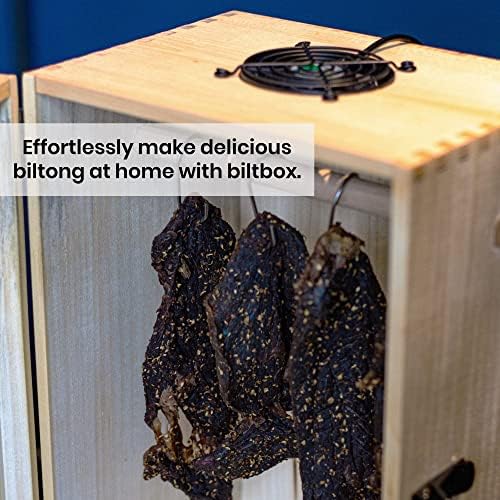 biltbox Home Biltong Maker Box | Traditional South African Healthy High Protein Snack | Jerky Making Dehydrator | No Assembly | Air Dryer Fan No Light | Free Seasoning | Takes 1kg Beef