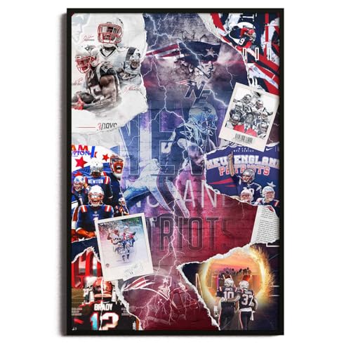 SPASAV 11x17 Unframed Patriots Football Player Collage Poster Canvas Print Wall Art Man Cave Home Decor