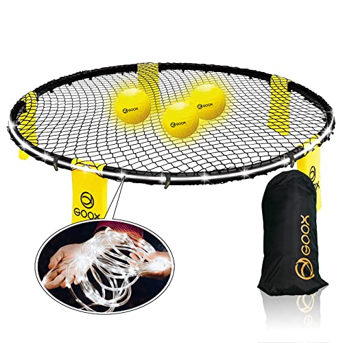 GOOX Outdoor Beach Ball Game Set with Net and LED Glow Balls
