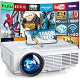 Projector with WiFi and Bluetooth, Outdoor Mini Movie Projector by YOWHICK with 5G WiFi, Native 1080P 9500L and 4K Support for HDMI, VGA, USB, Laptop, iOS & Android Phone