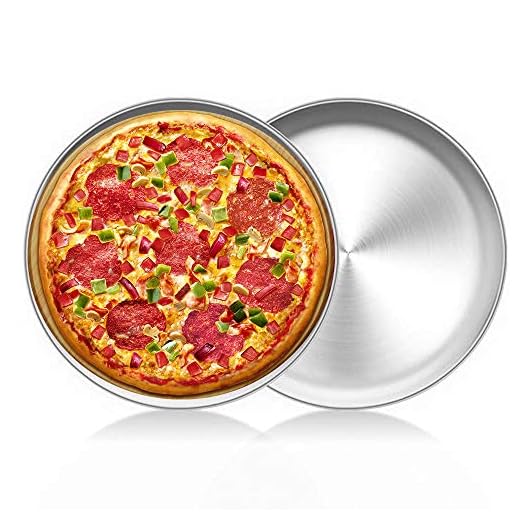 LZYMSZ 2PC in acciaio inox per cottura al forno, teglia rotonda per pizza, teglia in alluminio antiaderente per ristoranti e pizza fatta in casa, lavabile in lavastoviglie (20CM)