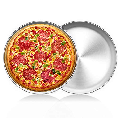 JUMRHFAN 2PC Backofen aus Edelstahl Steel Rundes Pizza-Backblech, Antihaft-Aluminium-Backgeschirr für Restaurants und hausgemachtes Pizza-Backen, spülmaschinenfest (20 CM)