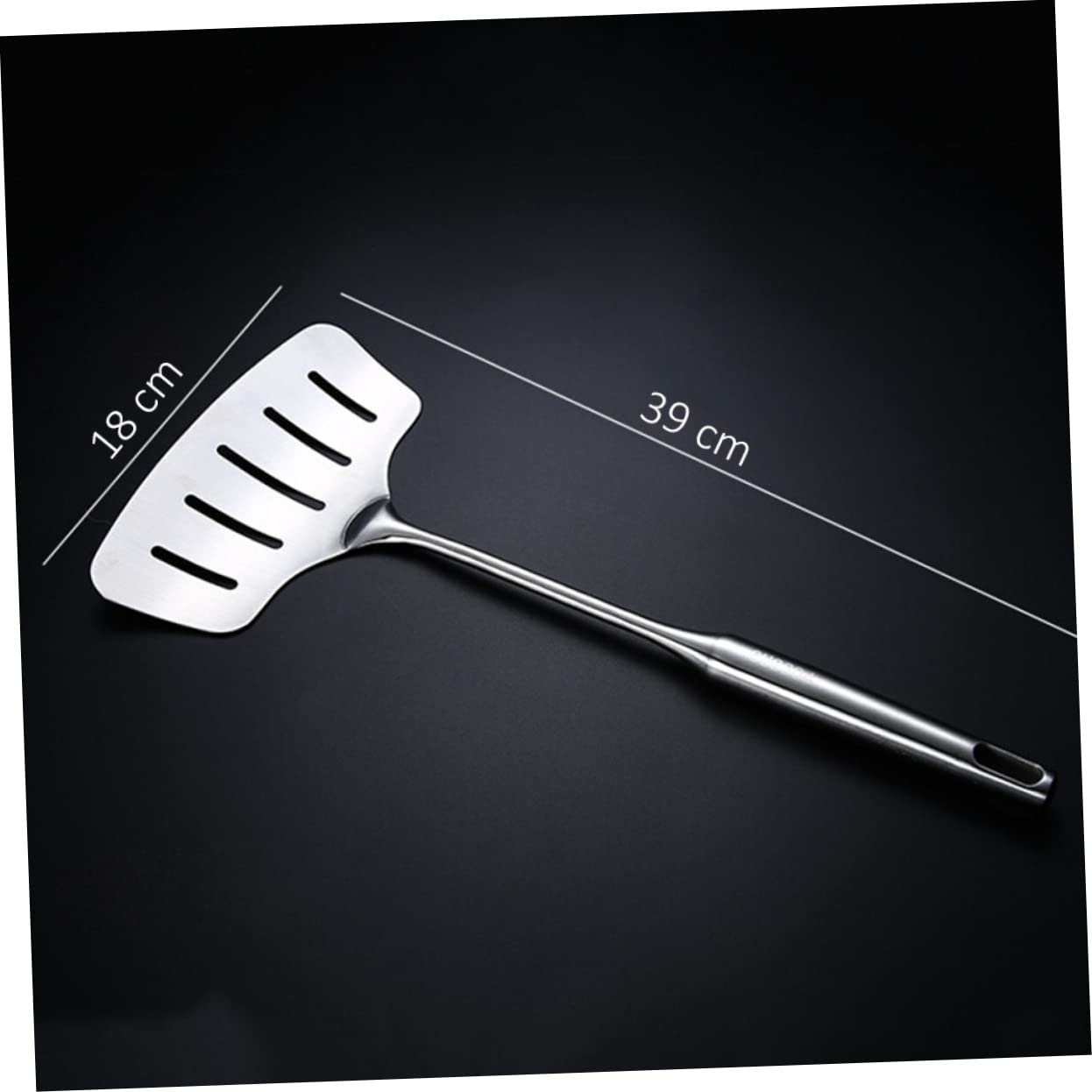GRIRIW Wide Flat Spade Fryer Scoop Silverware Fish Flipper Stainless Steel Slotted Turner for Cooking