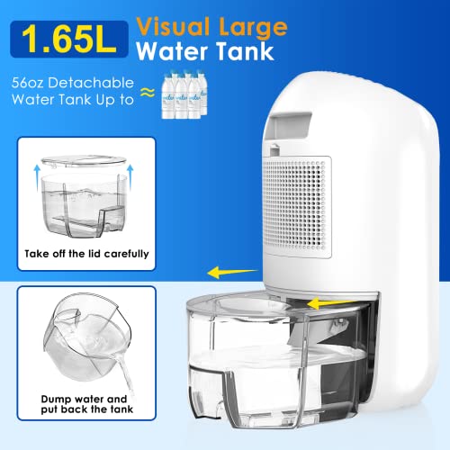 Dehumidifiers For Bedroom, 56Oz Home Dehumidifier Up To 650 Sq Ft For Continuous Dehumidify, Quiet Dehumidifers With Digital Control Panel, 48H Timer And Auto Deforest For Bathroom, Basement, Closet #TOP6