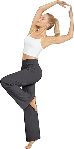 Miniatura 4 de G4Free EverGoing - Pantalones de pierna ancha para mujer, holgados, con bolsillos, elásticos, informales, entrepierna corta, regular y larga