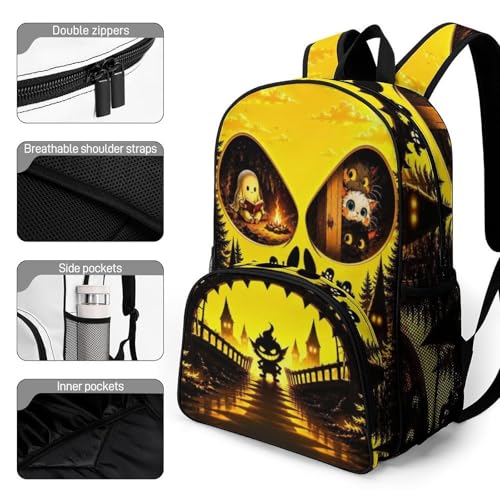 Image of Cute Backpack Halloween Gifts Funny Unique gifts for women Daypack Lightweight 17.3inch College backpack bookbag men,durable Laptop backpack for Computer Work Camping Travel with Front Pocket