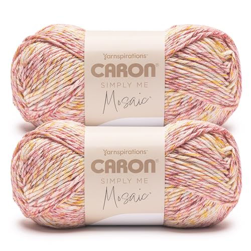 Image of Caron Simply Me Mosaic Yarn for Crocheting & Knitting, Sunset, 2-Pack | #5 Bulky Yarn, 62% Acrylic, 20% Nylon & 18% Wool, Multicolor Yarn for Crochet, Knitting and Crafts, 173yd, 140g /5oz per skein
