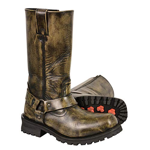 Image of Milwaukee Leather Men's Distressed Gray Leather 11-inch Classic Harness Square Toe Motorcycle Boots MBM9006 | Premium Material, Square Toe, Rider Ready, Durable Everyday Wear