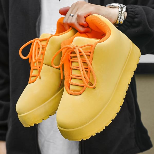 Cool Yellow Grey Chunky Sneakers Women Men Trendy Casual Aesthetic Platform Sneakers Walking Shoes2