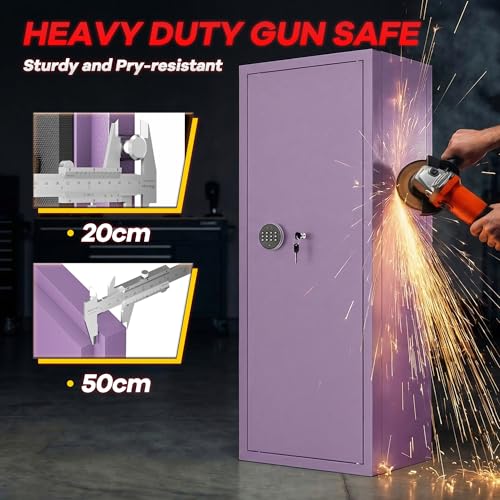 Image of Bonusall 12-15 Gun Safe for Rifles, Large Rifle Safe for 9 Rifles & 4 Pistols with Digital Keypad, Anti-Pry Steel Cabinet, Adjustable Shelves & Dual Alarm for Home-Purple