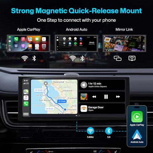 Image of INNOVV V1 CarPlay Screen for Car, 10.3 inch Wireless Apple CarPlay & Android Auto, Plug & Play Magnetic Detachable, GPS Navigation, Mirror Link, Voice Control, Music Play, HD IPS Display, Fits All Cars