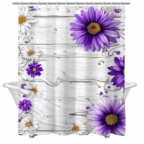 Rideau douche fleur rétro imperméable pour baignoire familiale - 2