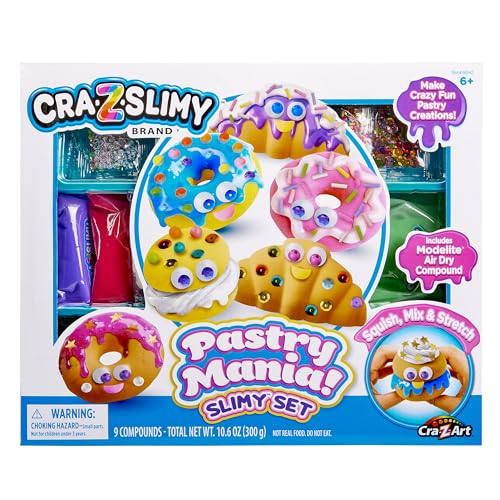 CRA-Z-Slimy Dessert Slime Kit for Girls, DIY Pastry Slime Set with Molds, Confetti, Sprinkles & Air-Dry Compound