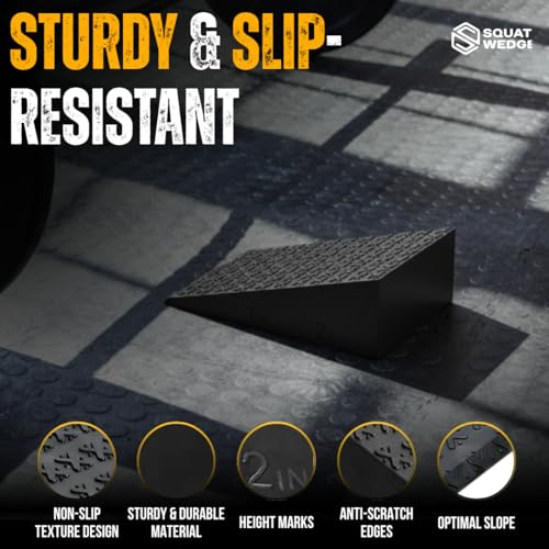 Image of Squat Wedge & Calf Raise Block, 2-PCS Non-Slip Heel & Foot Elevated Slant Board for Workout, Weightlifting, Physical Therapy & Calf Stretching, For Men & Women