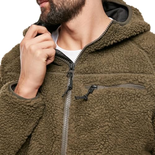 Individual Wear Men's Hooded Teddy Fleece Cold-Weather Outdoor Full Zip Jacket w/Chin Guard & Wind Protection Strip4
