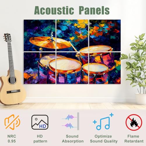 Paneles acústicos artísticos 6 unidades, absorbentes de sonido, 48"x72", adhesivos, para estudios y oficina miniatura 3