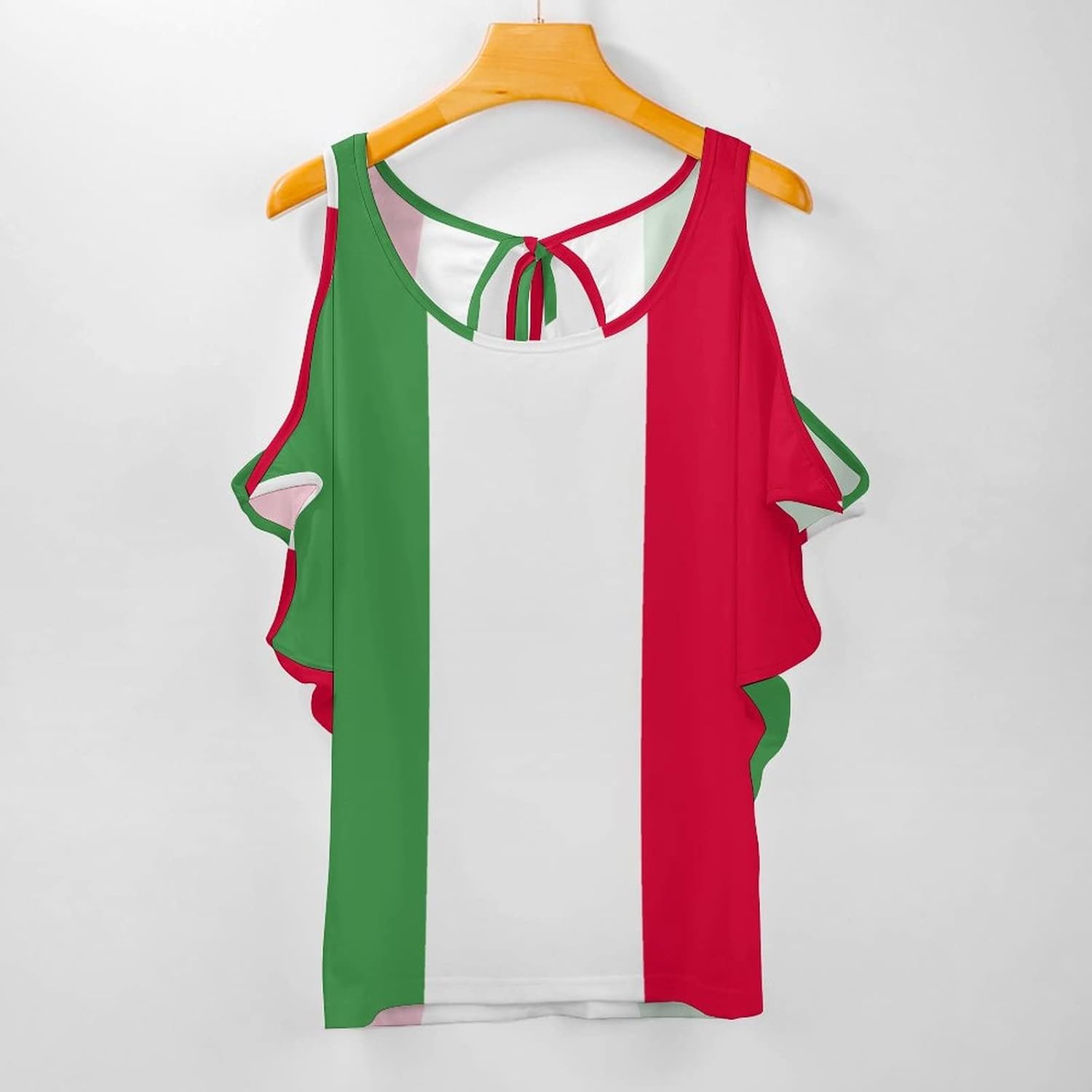 TAIZIYEAH Elegant Casual Italian Flag Off Shoulder T-Shirt for Women Girl's Summer Sun Beach M