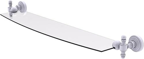 Miniatura 1 de Allied Brass RW-3324 Retro Wave - Estante de cristal de 24 pulgadas, color blanco mate
