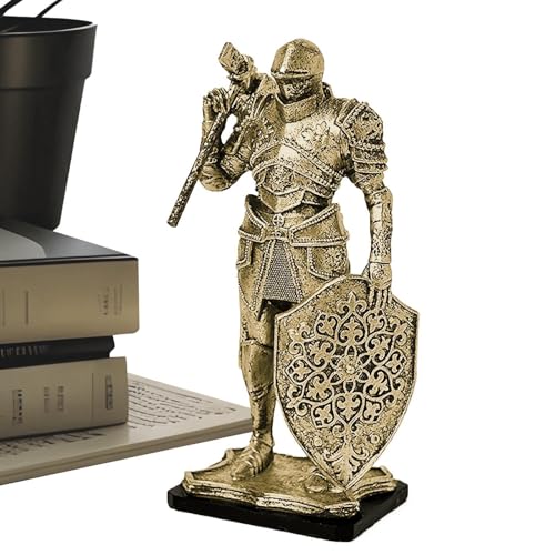Escultura de estatuilla de Retro - Acción de guardián Medieval, Dimensiones de 9,0 x 6,0 x 18,0 cm Resina sintética, componente de Estabilidad Estructural estática, Pieza de Peso de 300,0 g