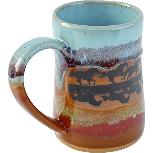 ALWAYS AZUL POTTERY Horse Reflection 17 Oz. Small Tankard Indian Summer Glaze-Handmade Ceramic Beer Mugs-Stylish Unique Handcrafted Artistic Stoneware-Polished Clay Cups, Great For Beer, Coffee & More