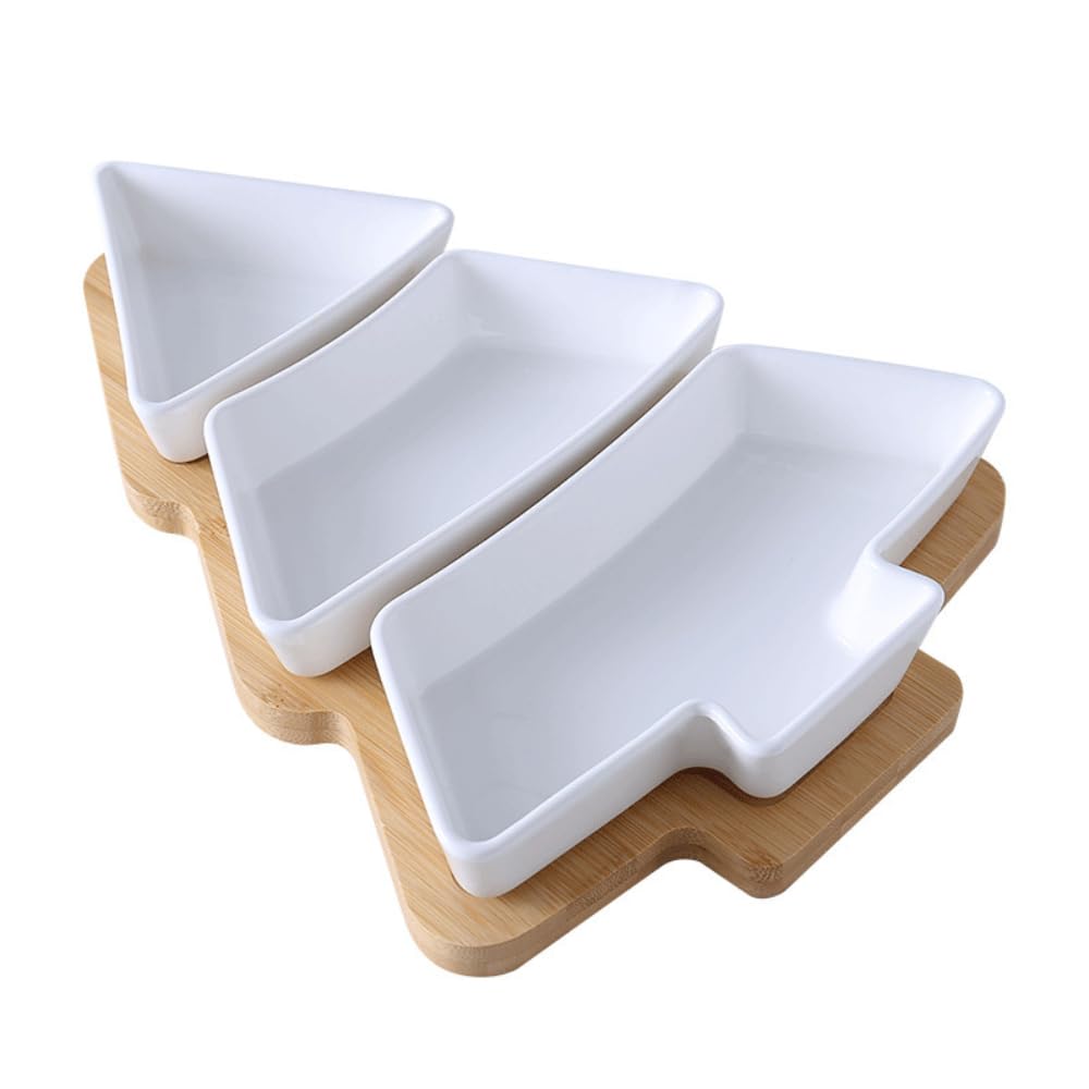 Obrotowy talerz ceramiczny w kształcie choinki do suszonych owoców i przekąsek – elegancka biała zastawa stołowa na przyjęcia świąteczne i świąteczne spotkania