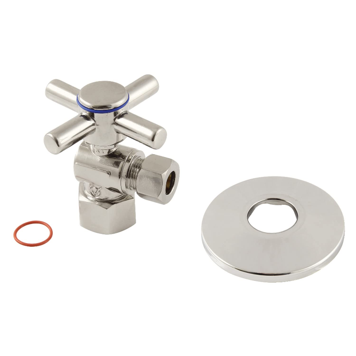 Kingston Brass CC43106DXK Concord 1/2" 3/8" OD Comp Valvola di arresto angolare con flangia, 1/2" FIP x 3/8" OD Compression, nichel lucido