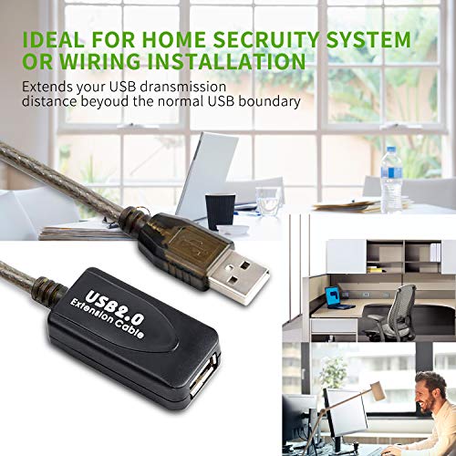Image of USB 2.0 Type A Male to A Female Active Repeater Extension Cable 100ft, High Speed 480 Mbps