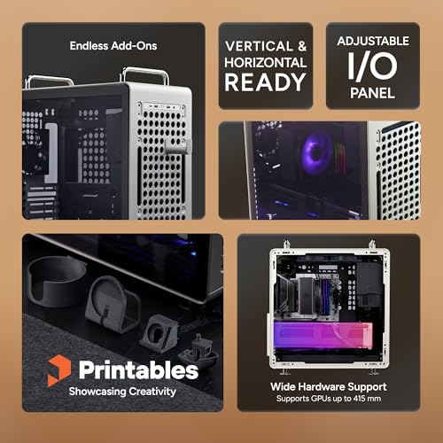 Cooler Master QUBE 540 ATX Mid-Tower PC Case – Highly Customizable Modular Computer Chassis with Movable I/O Panel, Multi-Position PSU Mount, Tempered Glass Panel & Portable Handles – Moonstone - Image 3