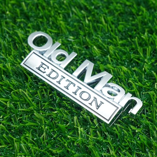 Image of 2pc Old Man Edition 3D Metal Emblem Fender Rear Tailgate Bumper Badge Nameplate Sticker Decal for Car Truck (Silver Black)