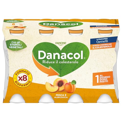 Danacol Yogurt Pesca e Albicocca, 8 x 100g