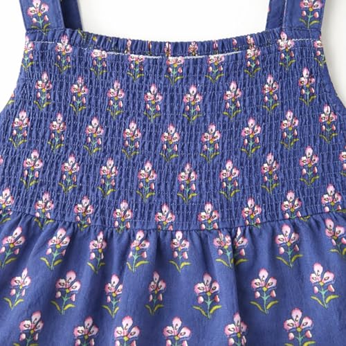 Image of The Magic Wand Kids Girls Printed Cotton Summer Dresses, Knee Length Sleeveless Casual Western Stylish One Piece Fit & Flared Frock for Beach & Vacations