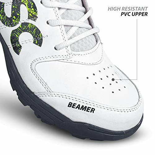 DSC Beamer Cricket Shoes for Boys and Mens | (Light Weight | Economical | Durable) | Size 11US / 10UK / 44EU | Grey-White4