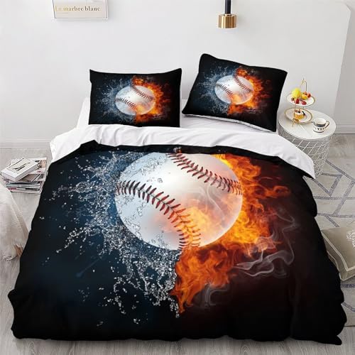 Housse de couette baseball 220x240 en microfibre avec taies